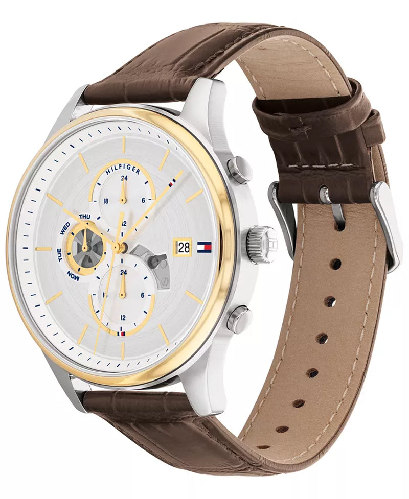 Men'S Brown Leather Strap Watch 44Mm